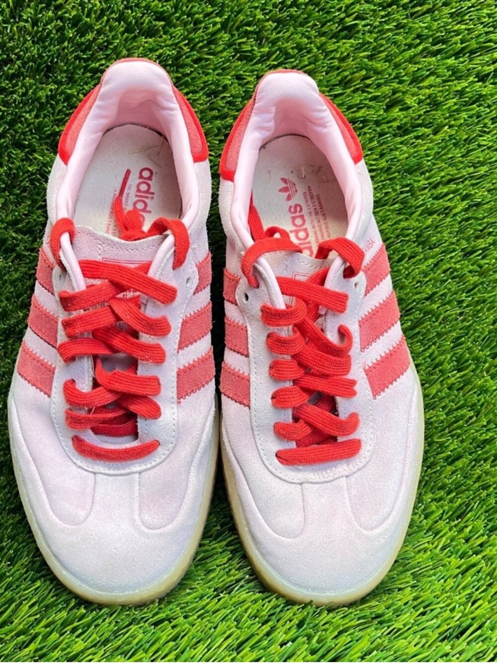 adidas Pink and Red Low-Top Suede Sneakers